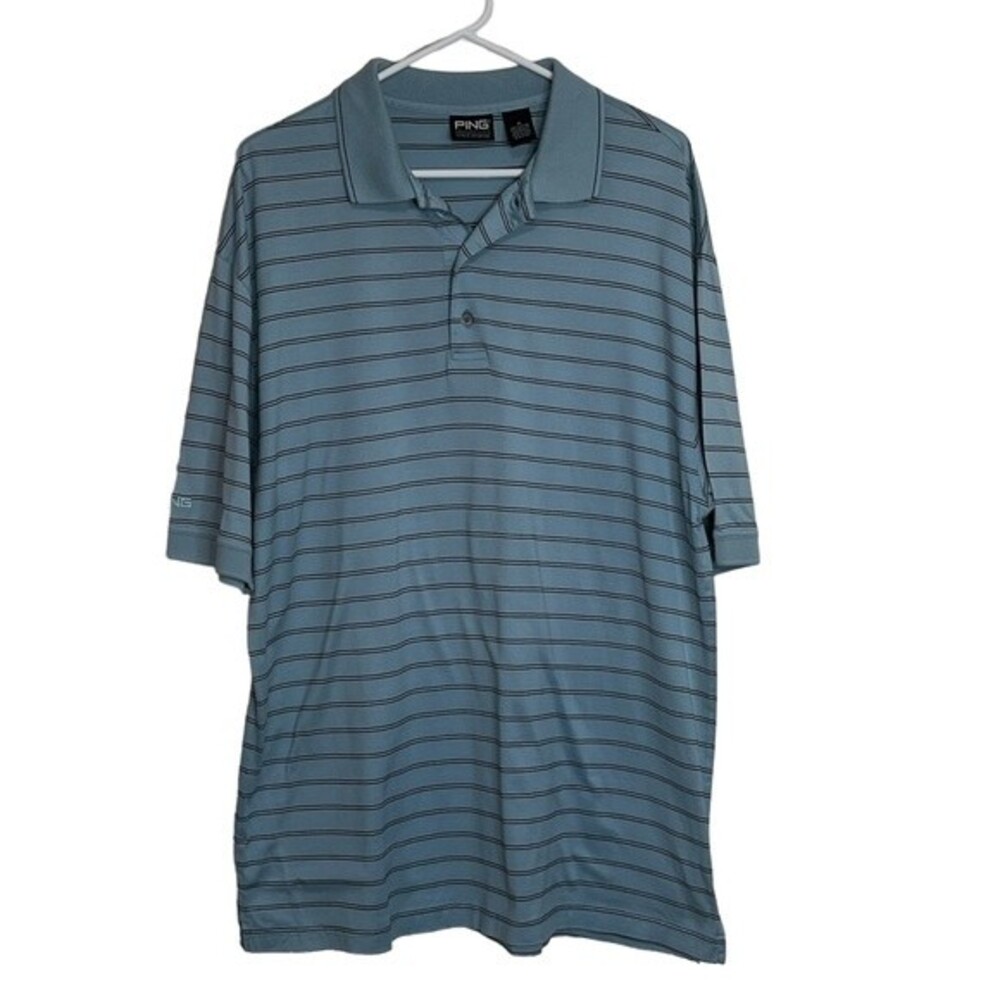PING Collection Golf Polo Shirt Double Mercerized 100% Cotton Blue Preppy Size M